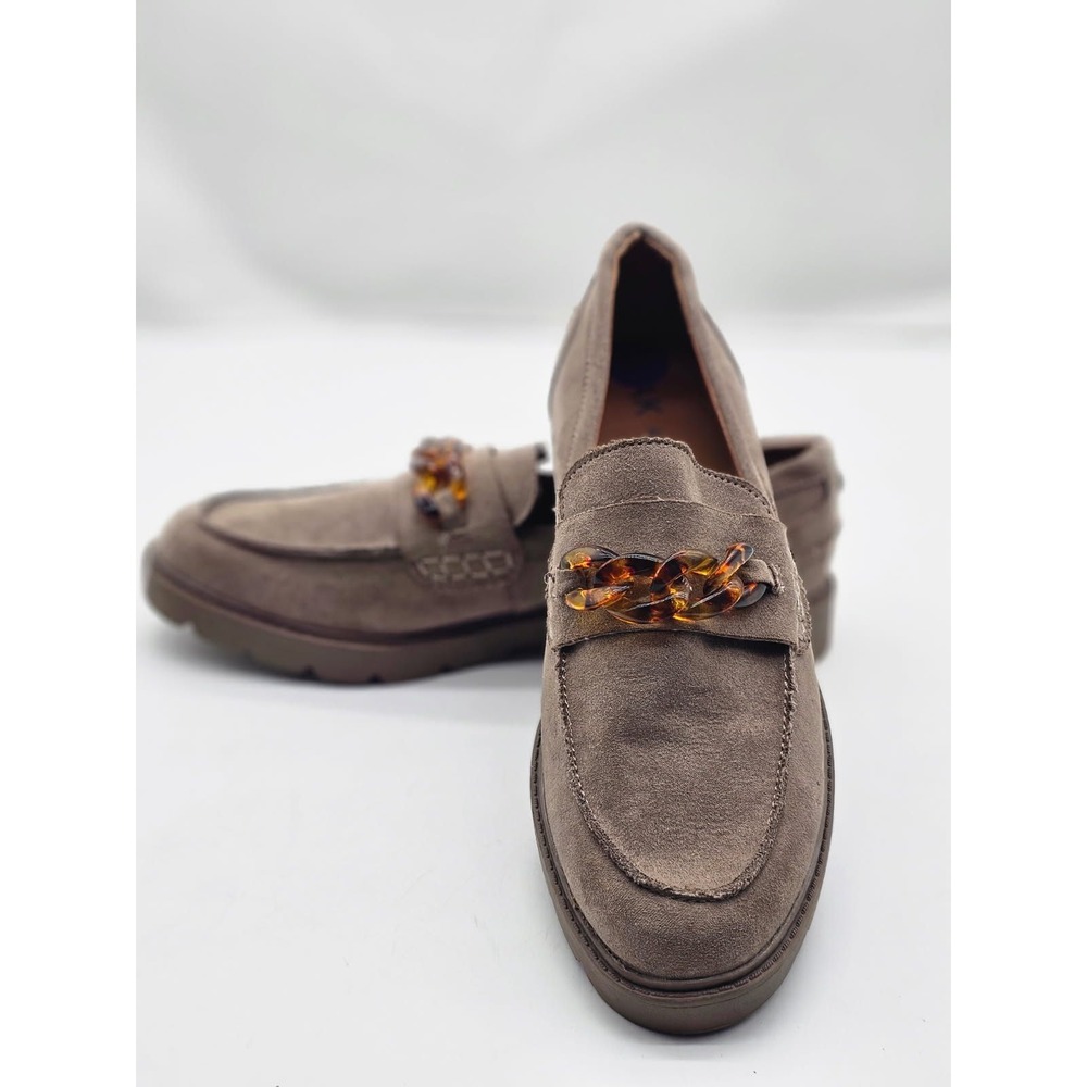 Anne Klein Loafers Women's 8.5M Taupe Tortoise Chain Eunice iFlex Preppy College
